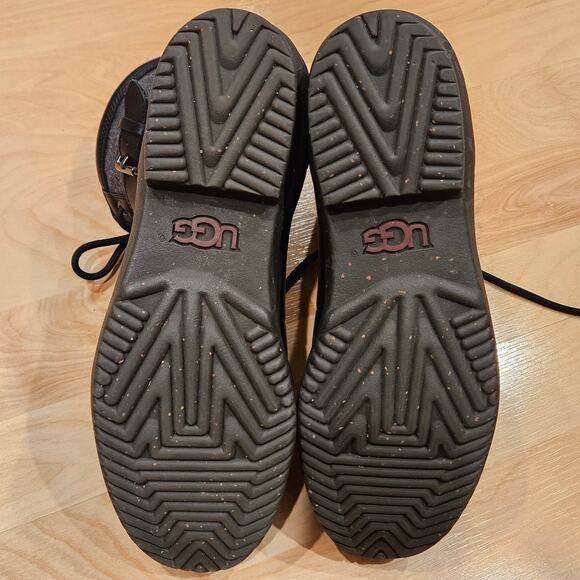 UGG Kesey Waterproof Leather Wool Combat Boots Womens 10 Black Utility Winter - Picture 10 of 16